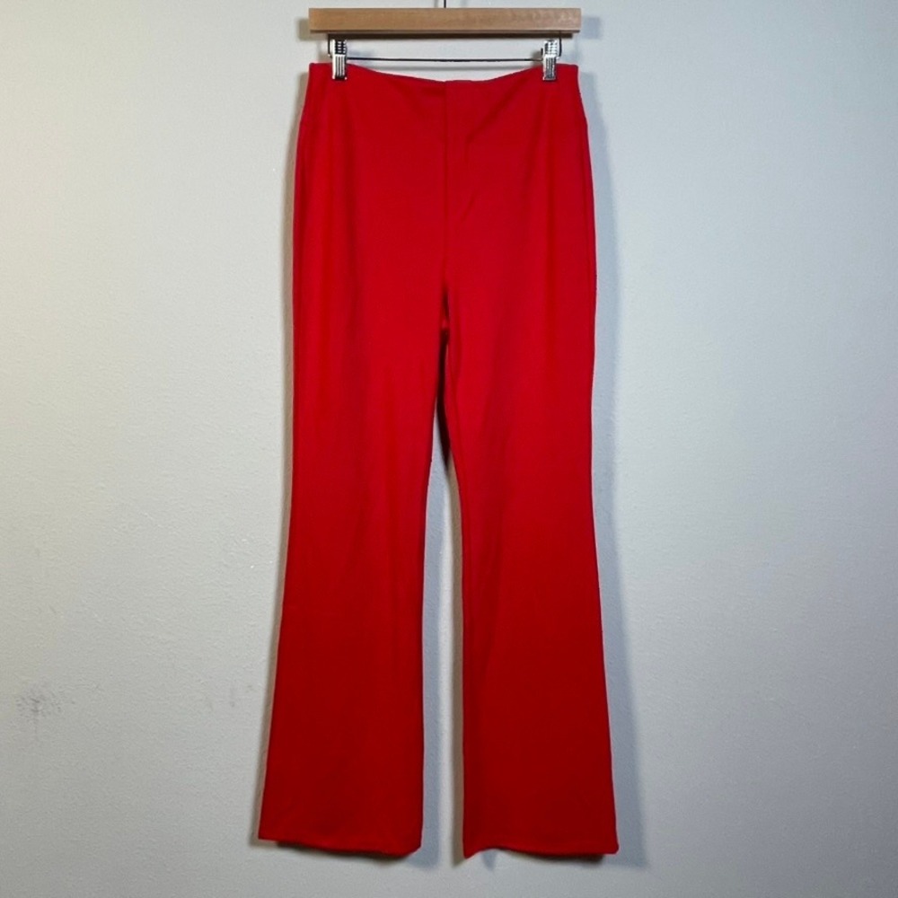 Halara Flare Pull On Women M Tall Red High Waisted Work Office Yoga Pants Solid